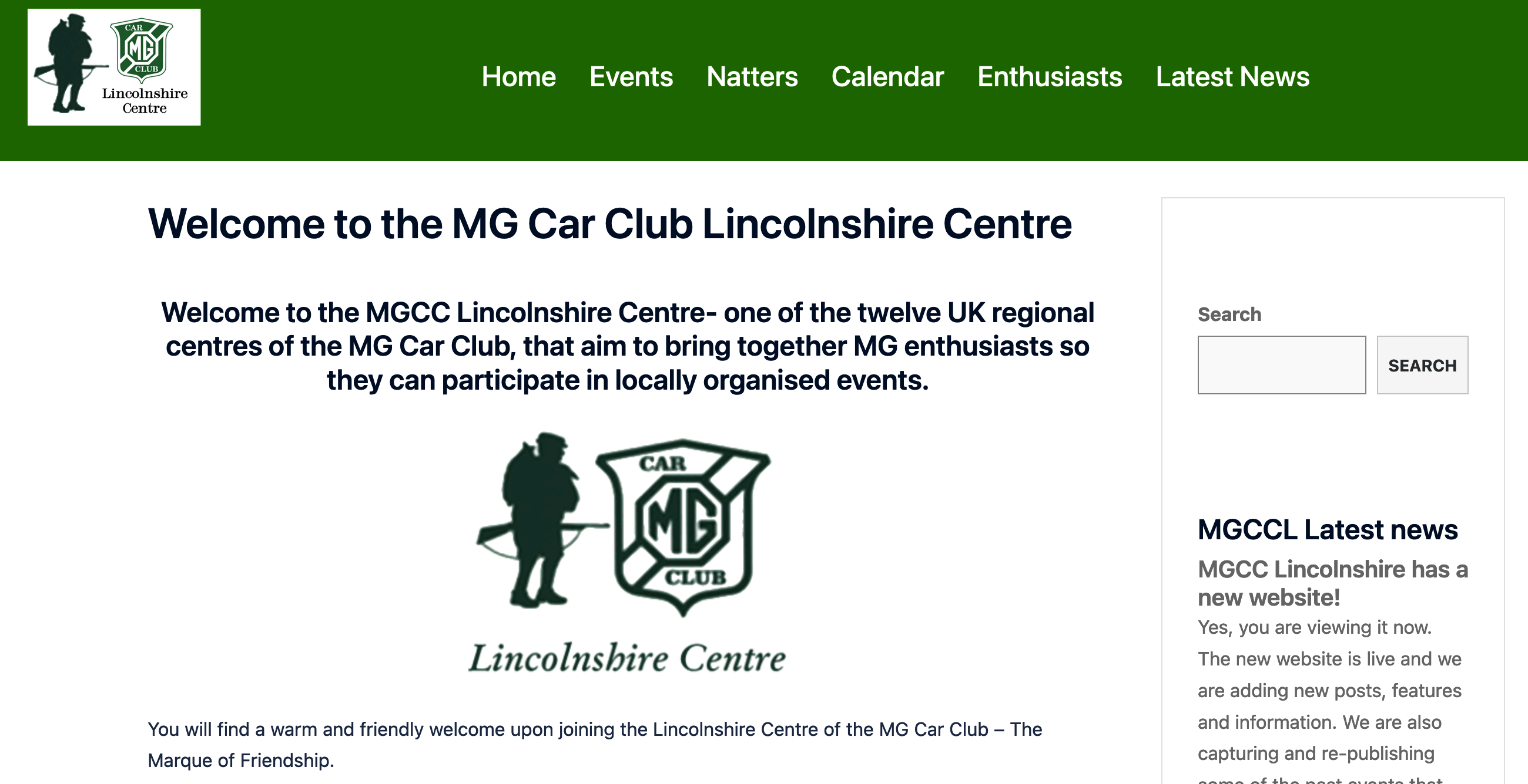 MG Car Club Lincolnshire Centre Website