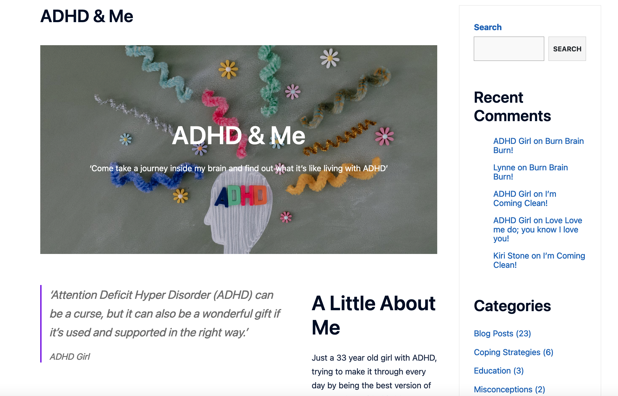 ADHD and Me - new WordPress website