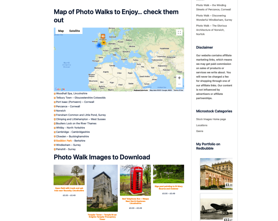 Photo Walk UK -wordpress website