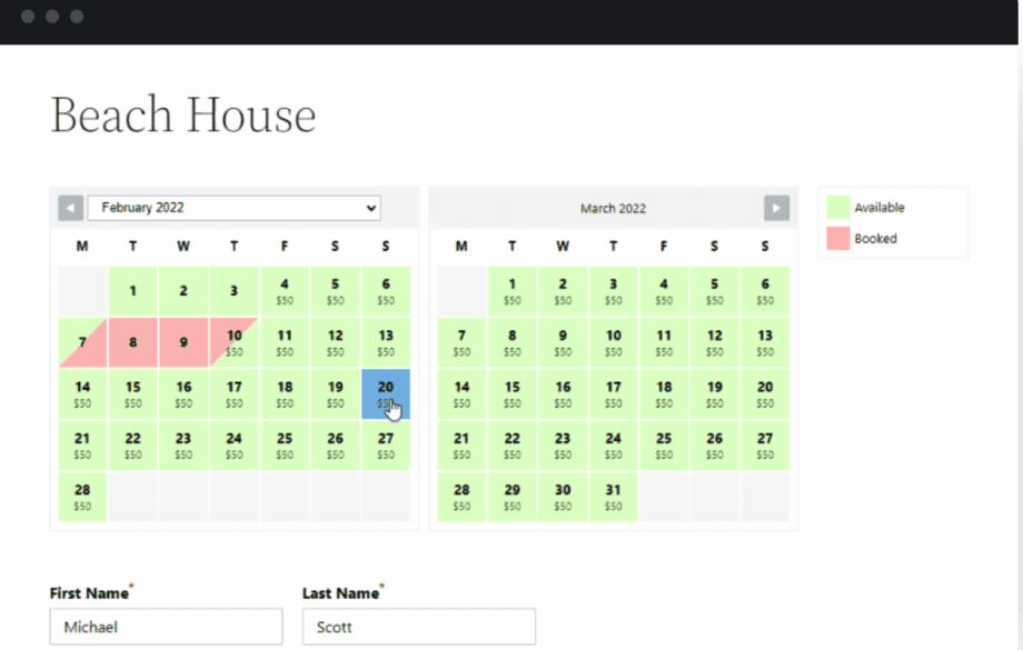 WP Booking System - accept daily bookings online
