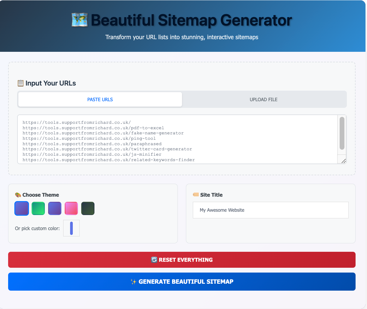 Screen shot pf free online html sitemap genrerator